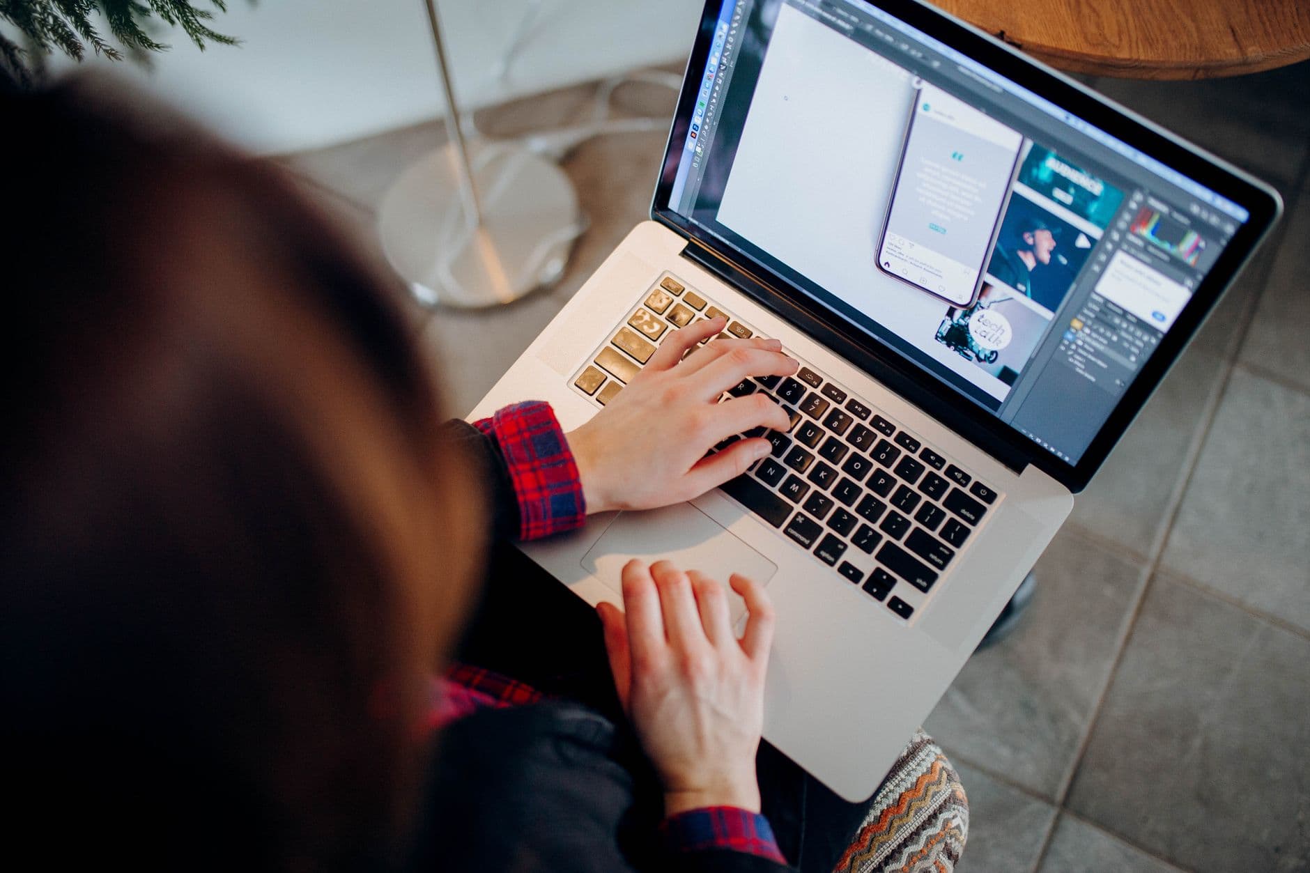 A freelancer searching for new work opportunities on a laptop